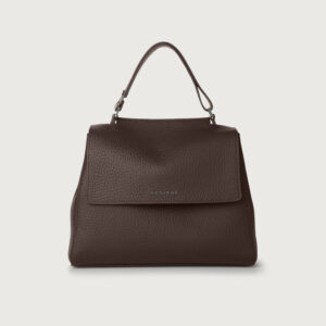 Borsa Sveva soft media in pelle con tracolla testa di moro