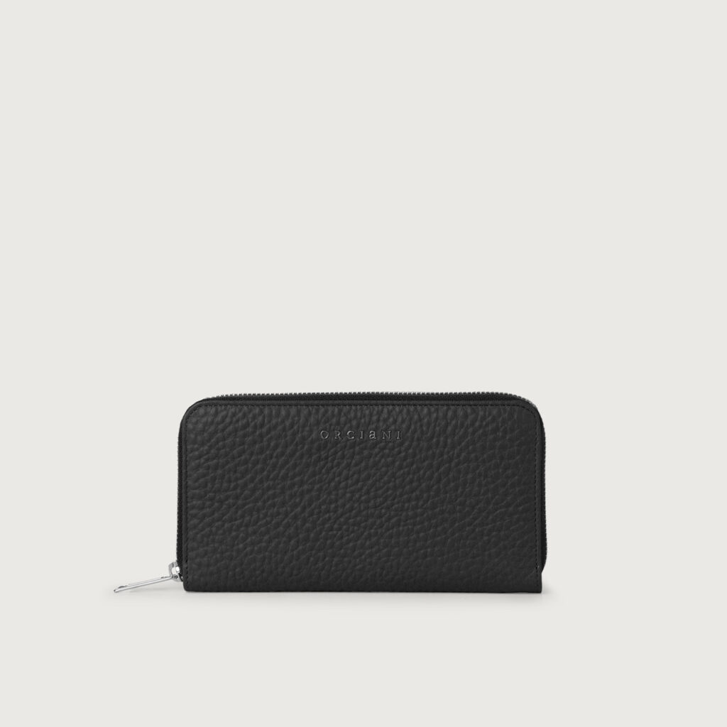 Portafoglio soft in pelle con RFID nero