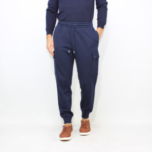 Pantaloni jogging cargo in felpa blu navy