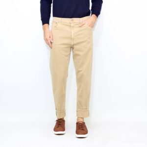 Pantalone Paco loose in canvas stretch di cotone noce