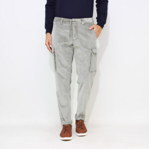Pantalaccio cargo in velluto a coste misto modal tinto frost grigio