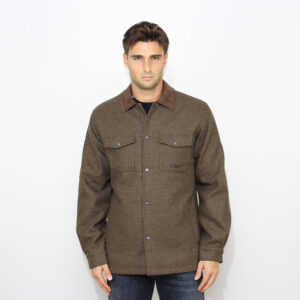 Overshirt pied de poule in misto lana moro