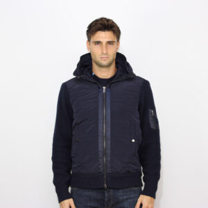 Giubbo maglia bimaterico blu navy