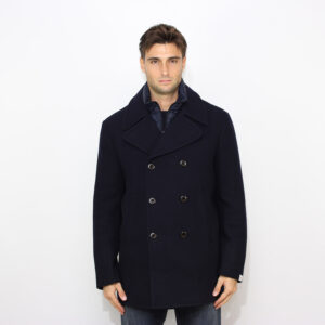 Peacoat Pitlock wool doppiopetto con pettyorina staccabile bli grafite