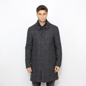 Cappotto Fionnghal check in panno con pettorina staccabile grigio melange scuro
