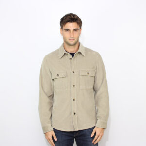 Overshirt in velluto a coste di cotone mandorla