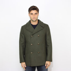 Peacoat in panno misto lana verde foresta