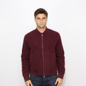 Bomber in jersey di misto lana bouclé frosted bourgogne