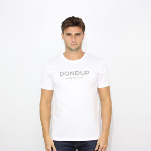 T-shirt regular in jersey stampa logo floccata bianco
