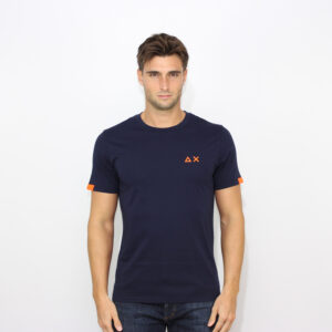 T-shirt girocollo logo fluo blu navy