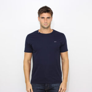 T-shirt girocollo in jersey blu navy
