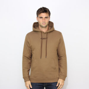 Felpa con cappuccio regular stampa logo noce