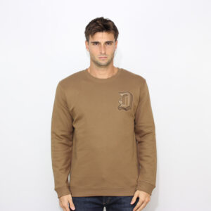 Felpa con cappuccio regular D logo ricamato noce
