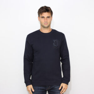 Felpa con cappuccio regular D logo ricamato blu universo