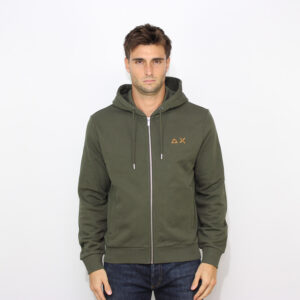 Felpa fullzip con cappuccio verde militare