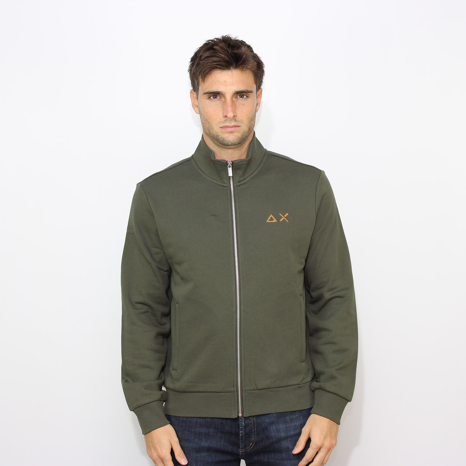 Felpa fullzip verde militare