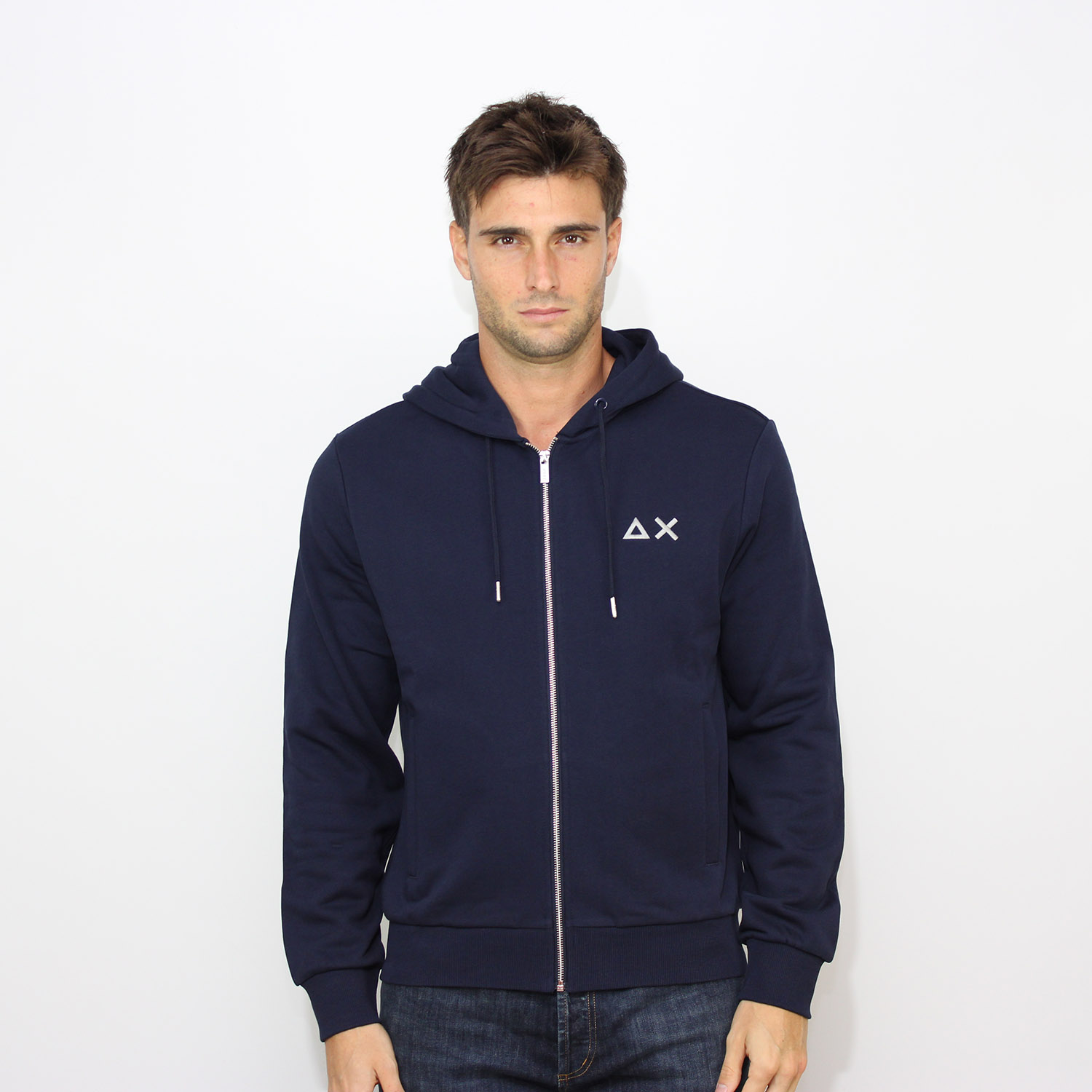 Felpa fullzip con cappuccio blu navy