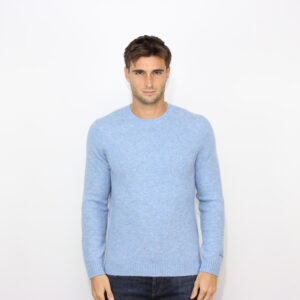 Maglia girocollo alpaca stretch azzurra