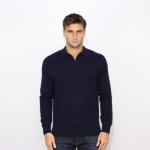 Polo in maglia rasata misto cashmere night blue