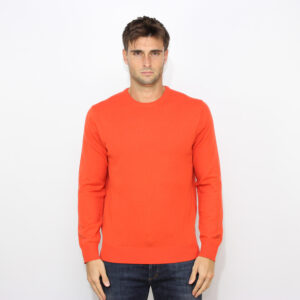 Maglia girocollo rasata misto cashmere arancione