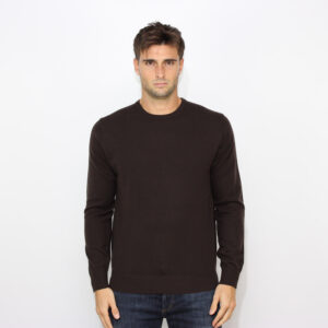 Maglia girocollo rasata misto cashmere dark brown