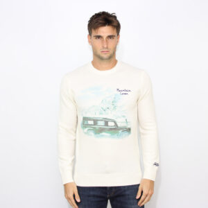 Maglia stampata con ricamo mountain lover bianco