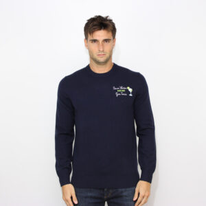 Maglia ricamata save water drink Gin Tonic blu