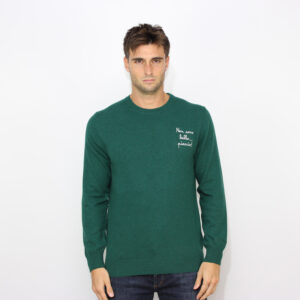 Maglia ricamata non sono bello piaccio verde bottiglia