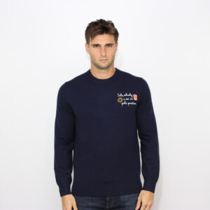 Maglia ricamata sole whisky pole position blu navy