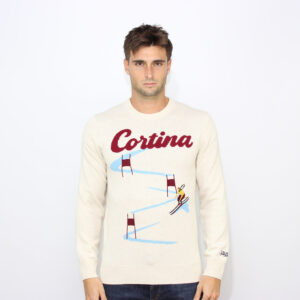 Maglia jacquard Cortina ski race ecru