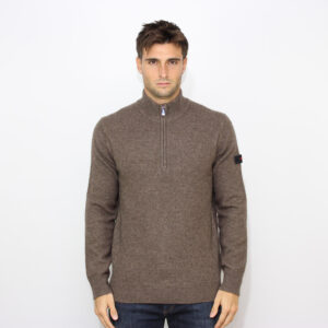 Maglia mezza zip lana e yak tortora