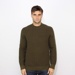 Maglia girocollo punto gennaro tinto capo frosted verde militare