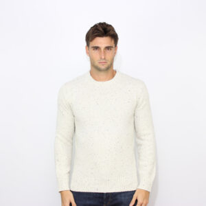 Maglia girocollo filato bottonato bianco