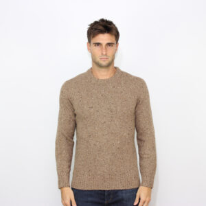 Maglia girocollo filato bottonato beige