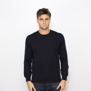 Maglia girocollo merino extrafine blu navy