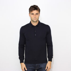 Maglia polo merino extrafine blu navy