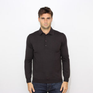 Maglia polo merino extrafine marrone