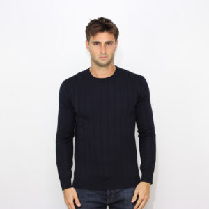 Maglia girocollo costa piatta blu navy