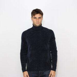 Dolcevita velvet turtleneck knit blue black