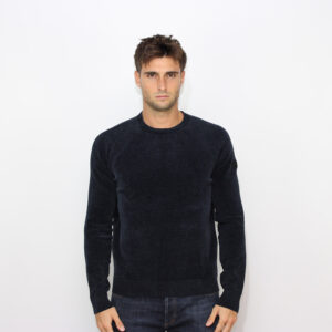 Maglia girocollo velvet round knit blue black