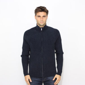 Maglia velvet rave full zip knit blue black