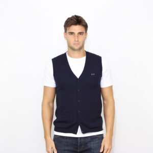 Gilet a V con bottoni blu navy