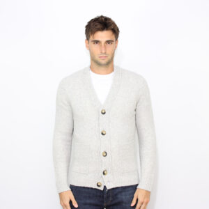 Cardigan con bottoni grigio perla