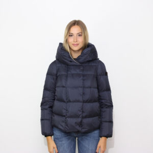 Piumino Tucano in tessuto riciclato con cappuccio blu grafite