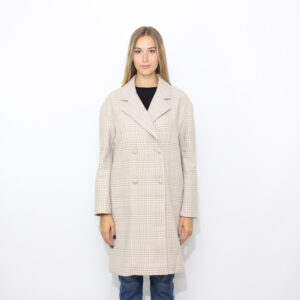 Cappotto Timothy checked doppiopetto sesamo