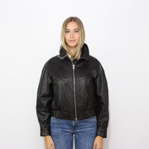 Bomber regular in nappa nero