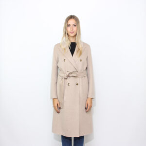 Cappotto Ara doppio petto in pura lana beige