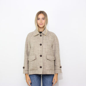 Giubbo over pocketed in harringbone bottonato canapa