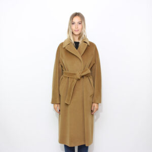 Cappotto English doppio petto in beaver di lana biscotto