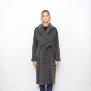 Cappotto English doppio petto in beaver di lana antracite